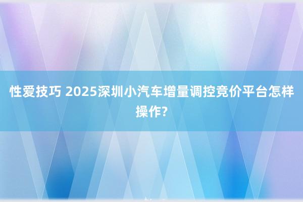 性爱技巧 2025深圳小汽车增量调控竞价平台怎样操作?