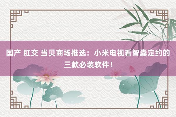 国产 肛交 当贝商场推选：小米电视看智囊定约的三款必装软件！